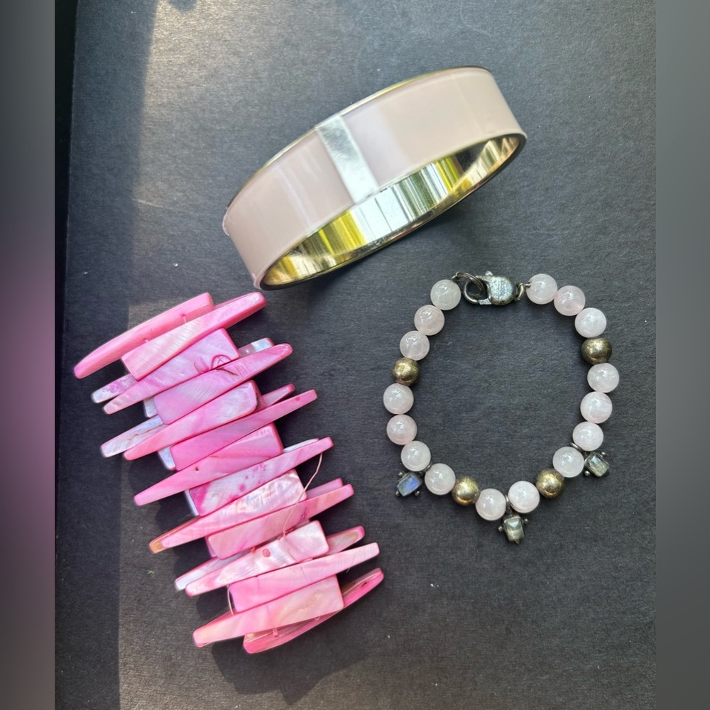 Vintage Chunky Pink Bracelet Three Piece Bundle